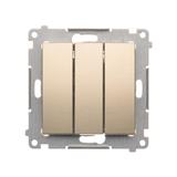 Simon 54 Łącznik potrójny z podświetleniem LED 10A 250V szybkozłączka złoty mat DW31L.01/44 KONTAKT