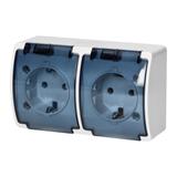 Gniazdo podwójne 2x2P+Z Schuko AQUATIC IP44 biały dymiony OR-OE-7106(GS)/WT ORNO