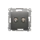 Simon 54 Gniazdo antenowe typu F podwójne antracyt