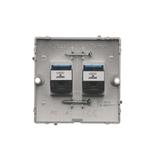 Simon Basic Gniazdo telefoniczne RJ12 podwójne Montaż gniazda na wkręty do puszki satynowy