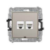 ICON Mechanizm gniazda komputerowego podwójnego 2xRJ45, kat. 6A, 8-stykowy, bez pola opisowego taupe