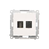 Simon 55 Gniazdo HDMI+RJ45 kat.6 Biały mat