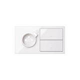 Simon 100 Panel 2-krotny: 1 gniazdo z 1 zintegrowana ładowarka USB SmartCharge 21 A+2 klawisze biały