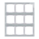 DECO Ramka modułowa 9 krotna (3 poziom, 3 pion) - efekt szkła (ramka szara; spód biała)