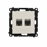Simon 55 Gniazdo komputerowe podwójne RJ45 kat. 6 ekranowane z przesłoną przeciwkurzową kaszmirowy T62E.01/142