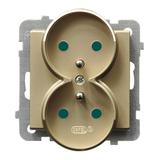 SONATA Gniazdo podwójne z uziemieniem z przesłonami torów prądowych, moduł bez ramki - kolor szampań