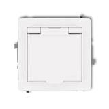 DECO Mechanizm gniazda bryzgoszczelnego z uziemieniem 2P+Z (klapka biała, przesłony torów prądowych)