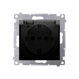 Simon 54 Gniazdo Schuko IP44 z przesłonami z uszczelką ramki 16A z. śrub. klapka transp. czarny