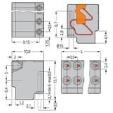 blok nasadzany do pł. drukowanych 6-bieg. szary raster 3,5 mm