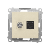 Simon 55 Gniazdo antenowe typu /F/+RJ45 kat.6 Szampański mat