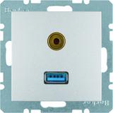 BERKER B.Kwadrat/B.7 Gniazdo USB / 3,5mm Audio aluminium 3315391404 HAGER