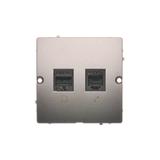 Simon Basic Gniazdo komputerowe RJ45 kat.5e + telefoniczne RJ11 . Montaż gniazda na wkręty do puszki stal inox BMF5T.02/21 KONTAKT