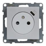Suno Gniazdo Płaskie 2P+Z 16A Z Usb Typ C 1,5A Zaciski Automatyczne Z Przesłoną Aluminium 721389 LEGRAND