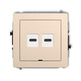 DECO Mechanizm ładowarki USB podwójnej 2xUSB C, 20W max., bez pola opisowego beżowy