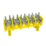 LZ5*25/10wyk.22 ,  Odgałęźnik instalacyjny 5-segmentowy (zacisk: 5x2x25mm2 - 5x4x10mm2) na TS 35, żó