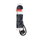 PRZEDŁUŻACZ STANDARD 4X2P+Z, Z PRZEWODEM 3.0 METRA 3X1.5 MM2 - CZARNY/GRAFITOWY, Legrand