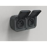 NOWE PLEXO - GNIAZDO 2X2P+Z POZIOME KOMPLET NATYNKOWY 16 A - 250 V~ ANTRACYT