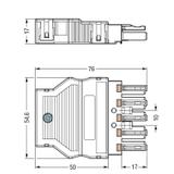 WINSTA gniazdo 5-torowe z obudową odciążającą naciąg czarne