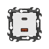 Simon 24 Ładowarka podwójna USB typ A+C Quick Charge 30W 230V biały NEC2CAQ.01/11