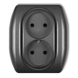 TREND Gniazdo podwójne bez uziemienia 2x2P (przesłony torów prądowych) grafitowy