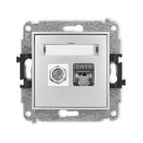 MINI Mechanizm gniazda antenowego poj. typu F (SAT) + gniazda komp. poj. 1xRJ45, kat. 6 ekranowany,