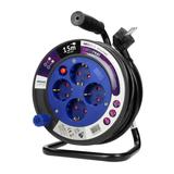 Przedłużacz bębnowy MINI 4 gniazda (Schuko) metalowy stojak polwinit H05VV-F 3x1.5mm2 - 15m OR-AE-13