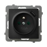 AS Gniazdo pojedyncze z uziemieniem z przesłonami torów prądowych, z ładowarką USB - kolor czarny me