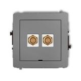 DECO Mechanizm gniazda antenowego podwójnego typu F (SAT) pozłacany, bez pola opisowego szary mat