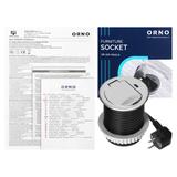 Gniazdo meblowe O6cm wpuszczane w blat z pokrywką, ładowarką USB i przewodem 1,9m, 1x2P+Z (French), OR-GM-9040/G ORNO
