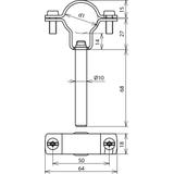 Wspornik do HVI power fi 27-30 mm, fi 10 mm, dł. 75 mm, stal nierdzewna NIRO
