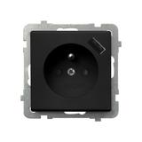 SONATA Gniazdo pojedyncze z uziemieniem z przesłonami torów prądowych, z ładowarką USB - kolor czarn