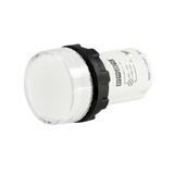 Lampka monoblok 230V LED, płaski klosz, biała