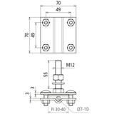 Zacisk do wypustu uziemiającego M12, do drutu 7-10/płask.30-40 mm, stal nierdzewna NIRO ( V4A)