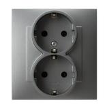 SZAFIR Gniazdo podwójne z uziemieniem schuko - kolor szary mat