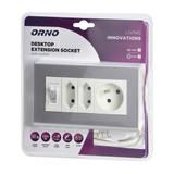 Przedłużacz biurkowy 2 gniazda 2P/II 1 gniazdo wyłącznik ON/OFF przewód 3x1mm2 - 1,5m OR-AE-1327 ORN