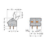 listwa zaciskowa do pł. drukowanych 2-bieg. szara raster 7,5/7,62 mm