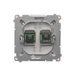 Simon Basic Gniazdo światłowodowe / optyczne podwójne SC/APC srebrny mat