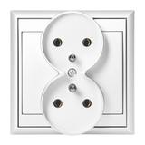 Gniazdo podwójne podtynkowe 2x2P+Z Luna, 16A, 250V, PT-6LR, biały