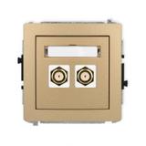 DECO Mechanizm gniazda antenowego podwójnego typu F (SAT) pozłacany złoty metalik