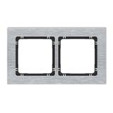 DECO Ramka uniwersalna podwójna - aluminium szczotkowane (ramka: srebrna; spód: czarny) srebrny
