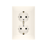 Simon 10 Gniazdo Schuko podwójne z przesłonami 16A z. śrub. krem
