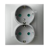 SZAFIR Gniazdo podwójne z uziemieniem schuko z przesłonami torów prądowych, kompletne z ramką - kolo