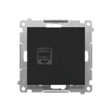 Simon 55 Gniazdo telefoniczne pojedyncze RJ12 Czarny mat