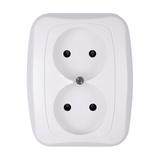 Gniazdo podwójne podtynkowe 2x2p 16A, 250V, ATUT, biały