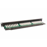 Panel kat. 6 19" 1U 24xRJ45 UTP czarny z półką
