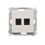 Simon 55 Gniazdo telefoniczne podwójne RJ12 Jasnoszary mat