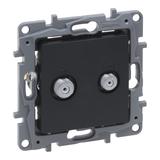 NILOE SELECTION - GNIAZDO TV -  F-F  KOŃCOWE DO INSTALACJI TYPU GWIAZDA 1 DB ANTRACYT, Legrand