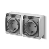 HERMES Gniazdo 2x2P+Z schuko IP44