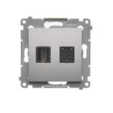 Simon 54 Gniazdo HDMI+RJ45 kat.6. srebrny mat