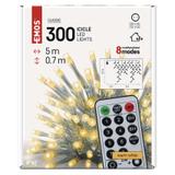 Lampki choinkowe sople 300LED 5m ciepła biel timer pilot D4CW02 EMOS